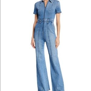 Alice and Olivia jeans denim wide leg jumpsuit